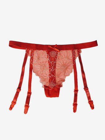 魅力的な花柄パンティーストッキングセット セクシーなシルクガーターベルト