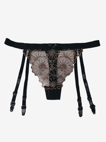 魅力的な花柄パンティーストッキングセット セクシーなシルクガーターベルト