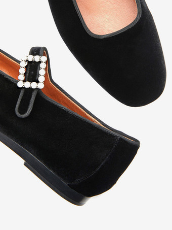 レディース ラウンドトゥ ベルベット バレエフラット