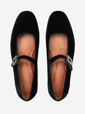 レディース ラウンドトゥ ベルベット バレエフラット