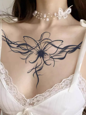 Pegatina de tatuaje de ramillete sexy para clavícula pecho y hierbas semipermanente