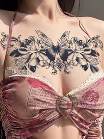 Pegatina de tatuaje de ramillete sexy para clavícula pecho y hierbas semipermanente