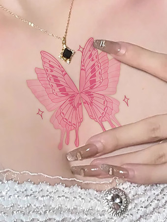 Adesivi per tatuaggi colorati con farfalle e fuochi d'artificio impermeabili per petto spalle braccia dolci e fantastici