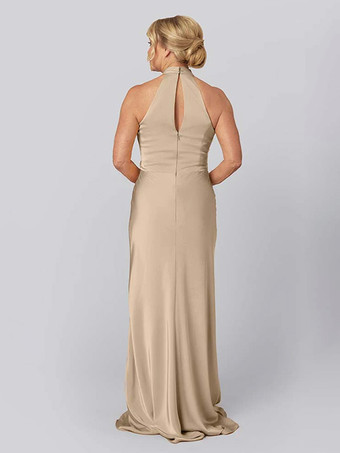 マザードレス ホルター ノースリーブ シース カットアウト フロアレングス ゲストドレス 結婚式用