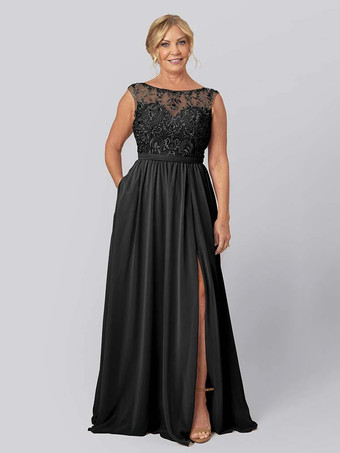 ブラック花嫁の母親のためのパーティードレス イリュージョンネックライン ノースリーブ ボールガウン カットアウト ウェディングゲストドレス