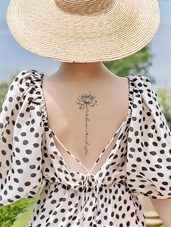 ブラック 英語の花の美しい背中のタトゥーステッカーハーブジュース半永久