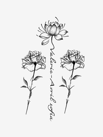 英語の花の美しい背中のタトゥーステッカーハーブジュース半永久