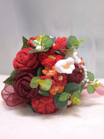 Rosso ScuroFiori da matrimonio Splendido misto poliestere/cotone a forma di filo