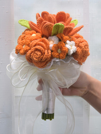 Orange Fleurs de mariage Jolie forme filaire en mélange poly/coton