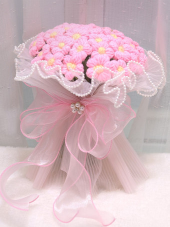 RosaFlores para boda hermosa mezcla de poliéster y algodón forma con alambre