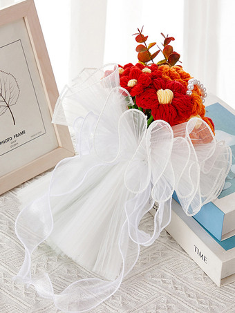 Red Wedding Flowers Pretty Poly/Cotton Blend Wired Shape