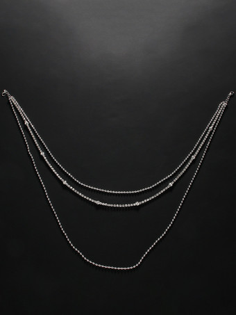 シルバー ウェディングネックレス ゴールド シルバー ラウンド ブリリアント マルチチェーン チェーン ラインストーン 16インチ ウェディングネックレス