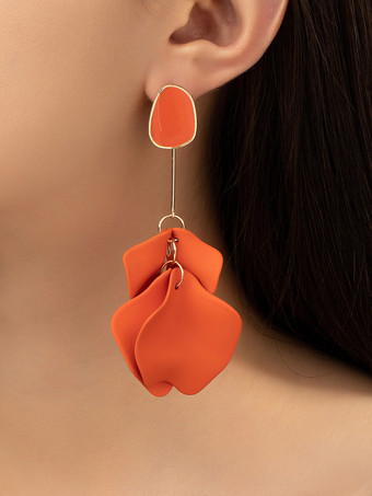 オレンジブライダルイヤリング 非石 金属ピアス ブライダルジュエリー