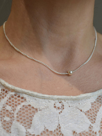 ウェディングネックレス シルバー ラウンド ブリリアント マルチチェーン チェーン イミテーションパール 16インチ アンダーウェディングネックレス