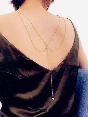 ウェディングネックレス ゴールド シルバー ラウンド ブリリアント マルチチェーン チェーン ラインストーン 16インチ ウェディングネックレス