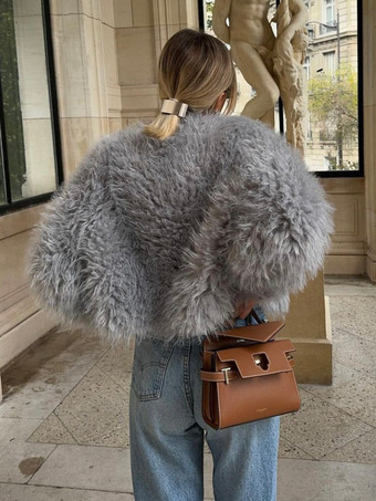 環境に優しいファーコート フロントボタン 暖かい冬用レディースジャケット