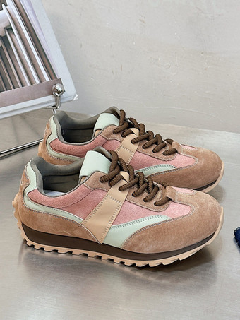 キャメル マイクロスエードアッパー ラウンドトゥ スニーカー レディース 1インチ カジュアルシューズ