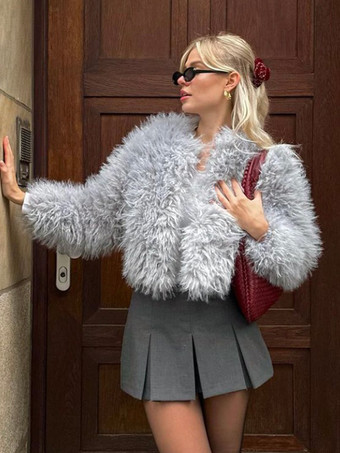 環境に優しいファーコート フロントボタン 暖かい冬用レディースジャケット