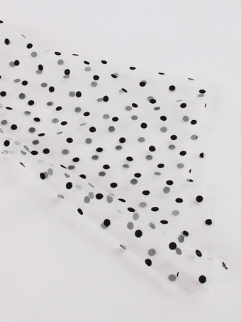 Abito retrò con colletto decorato e fiocchi stile Audrey Hepburn anni '50 abito nero medio a pois con maniche lunghe trasparenti