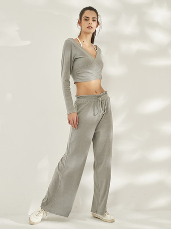 グレイスポーツセット 大人用 レディース Vネック レースアップ 長袖 ウエスト上げ アクワインレッド ティブウェア