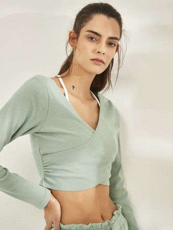 パステルグリーンスポーツセット 大人用 レディース Vネック レースアップ 長袖 ウエスト上げ アクワインレッド ティブウェア