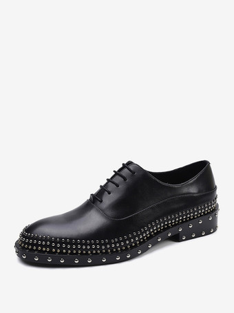 オックスフォードシューズ メンズ 高級 高品質 フルカウハイド ハンドメイド リベット 紳士 本革 ブラック ビジネス ドレス ウェディング