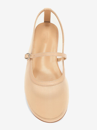 ヌードメッシュバレエフラット ラウンドトゥ スリッポン メリージェーンバレリーナフラット