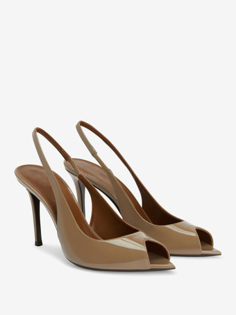 レッド ピープトゥ ハイヒール レディース スリングバック スティレットヒール パンプス