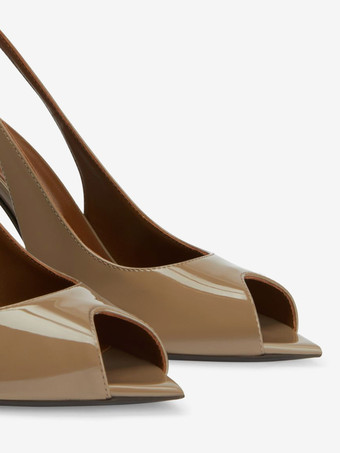 レッド ピープトゥ ハイヒール レディース スリングバック スティレットヒール パンプス