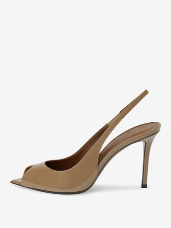 ディープアプリコットレッド ピープトゥ ハイヒール レディース スリングバック スティレットヒール パンプス