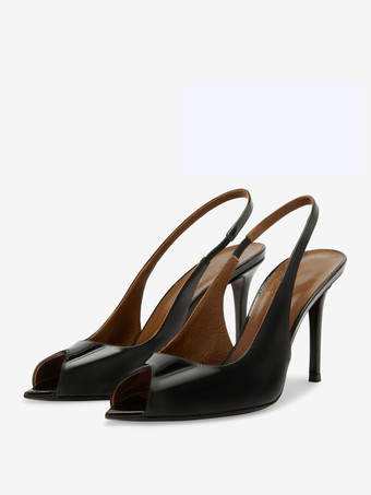 レッド ピープトゥ ハイヒール レディース スリングバック スティレットヒール パンプス