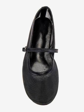 ヌードメッシュバレエフラット ラウンドトゥ スリッポン メリージェーンバレリーナフラット