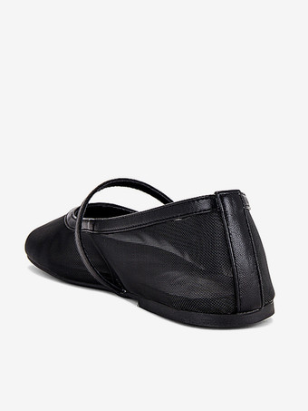 ヌードメッシュバレエフラット ラウンドトゥ スリッポン メリージェーンバレリーナフラット