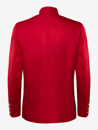 赤いヴィンテージのエレガントなボタンの長袖ポリエステルオーバーコート男性用レトロコスチューム バーガンディ