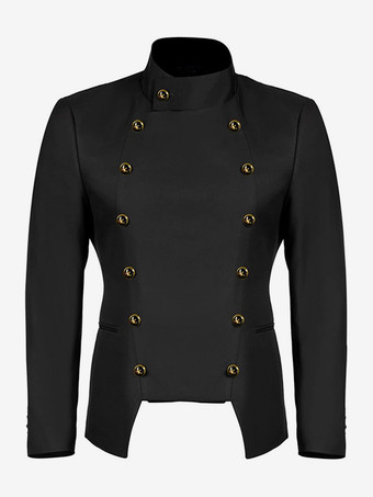 ブラック 男性用ホワイト ヴィンテージ エレガント ポリエステル ボタン 長袖 レトロ コスチューム