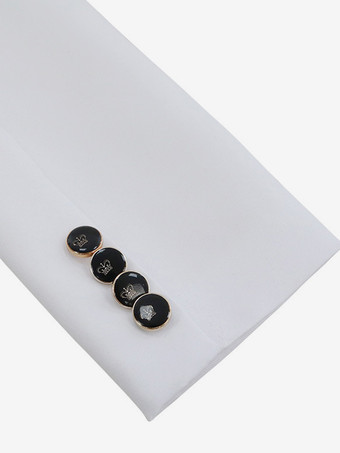 男性用ホワイト ヴィンテージ エレガント ポリエステル ボタン 長袖 レトロ コスチューム