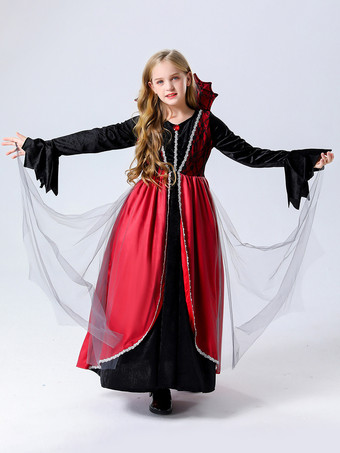 ハロウィン 子供用吸血鬼コスチューム 赤いハロウィン ベロアセット 子供用恐ろしいドレス