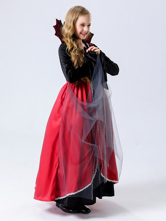 ハロウィン 子供用吸血鬼コスチューム 赤いハロウィン ベロアセット 子供用恐ろしいドレス