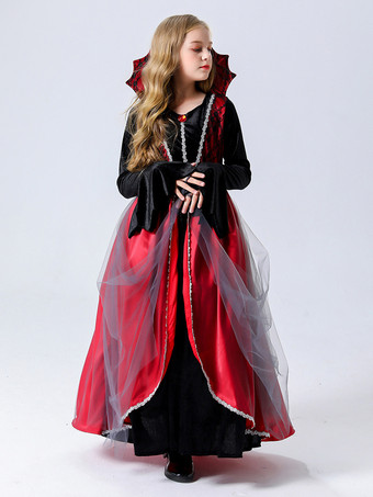 ハロウィン 子供用吸血鬼コスチューム 赤いハロウィン ベロアセット 子供用恐ろしいドレス