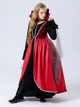 ハロウィン 子供用吸血鬼コスチューム 赤いハロウィン ベロアセット 子供用恐ろしいドレス