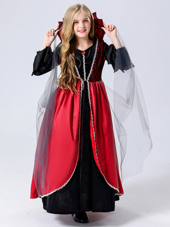 ハロウィン 子供用吸血鬼コスチューム 赤いハロウィン ベロアセット 子供用恐ろしいドレス