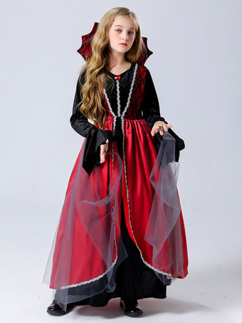 ハロウィン 子供用吸血鬼コスチューム 赤いハロウィン ベロアセット 子供用恐ろしいドレス