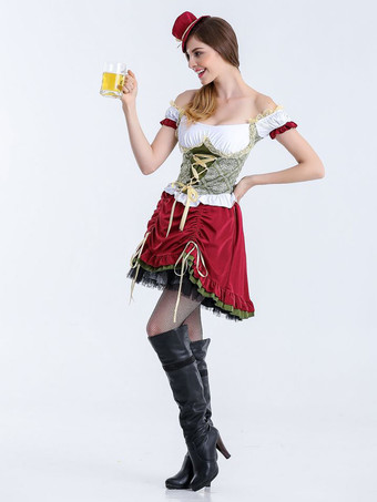 ハロウィン ハロウィンコスチューム レッド レディース エレガント トップスカート ポリエステル 花柄 ホリデーコスチューム