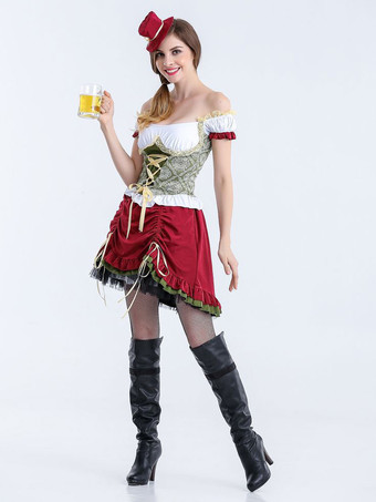 レッド ハロウィン ハロウィンコスチューム レッド レディース エレガント トップスカート ポリエステル 花柄 ホリデーコスチューム