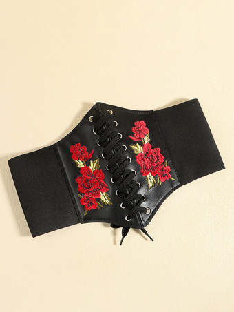 レッド＋ブラックブラック レトロ コスチューム レースアップ PUレザー レディース レトロ アクセサリー マリー アントワネット コスチューム パーティー プロム ドレス