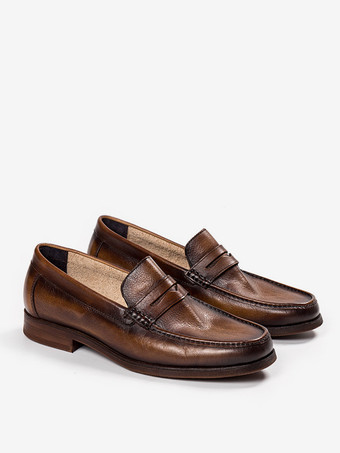 牛革製メンズペニーローファー スリップオン プロム ウェディングシューズ