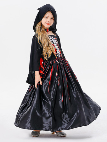 ハロウィン 子供用ハロウィンコスチューム ブラックハロウィンセット 子供用ポリエステルドレス ネックレス