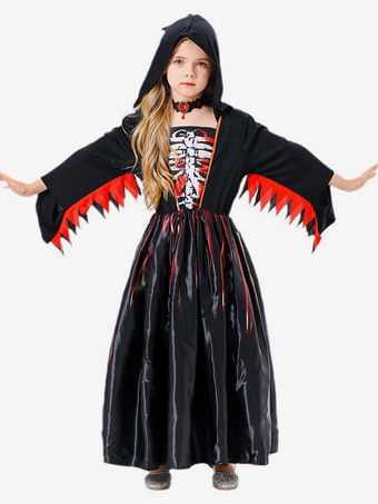 ハロウィン 子供用ハロウィンコスチューム ブラックハロウィンセット 子供用ポリエステルドレス ネックレス