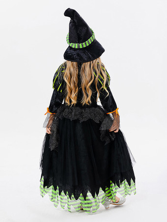 ハロウィン 子供用ハロウィンコスチューム パープルハロウィンポリエステルセット 子供用ドレス 帽子