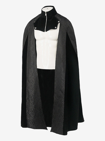 男性用ブラック ヴィンテージ エレガント ポリエステル ジッパー ジャカード ノースリーブ レトロ コスチューム